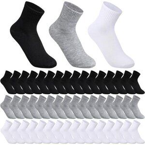 48Pairs Men Quarter Ankle Socks Athletic Socks Moisture Wicking Bulk Crew Casual